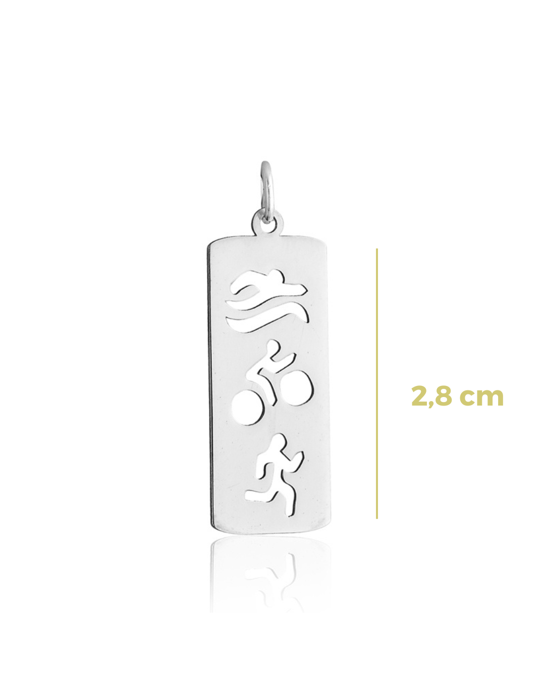 Collar de plata con placa de triatlón de 45 cm – Supera tus límites | Con estilo